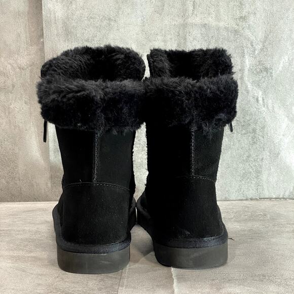 STYLE & CO Women's Black Leather Faux Fur Maevee Pull-On Winter Booties SZ 10 - Picture 5 of 9
